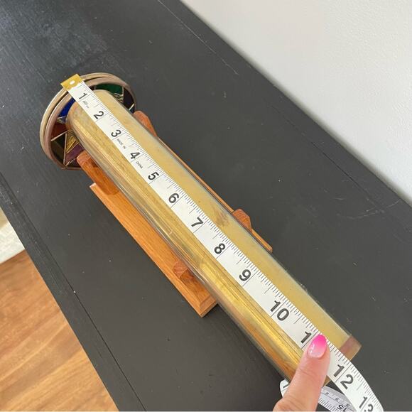 VTG | Large Signed Sheryl Koch Brass Kaleidoscope Two Wheels Stained Glass 1984 - Picture 10 of 10